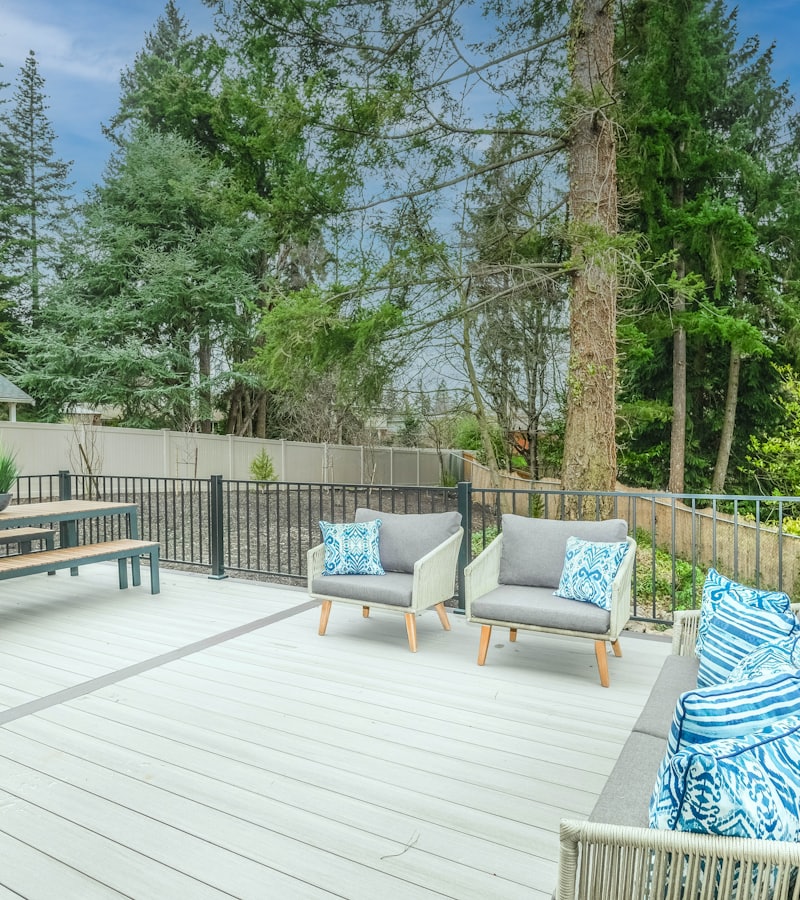 A freshly cleaned backyard deck